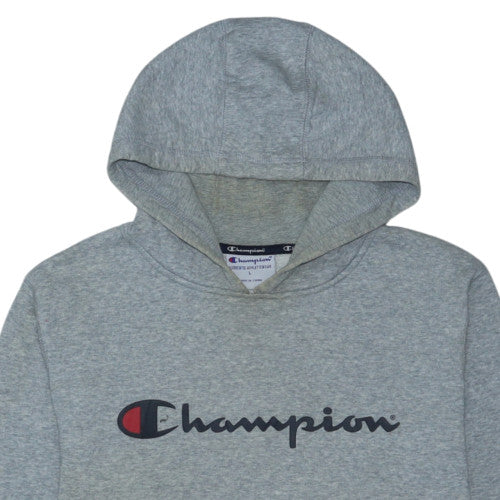Champion Men's Grey Pullover Hoodie L Logo Fleece Sweatshirt