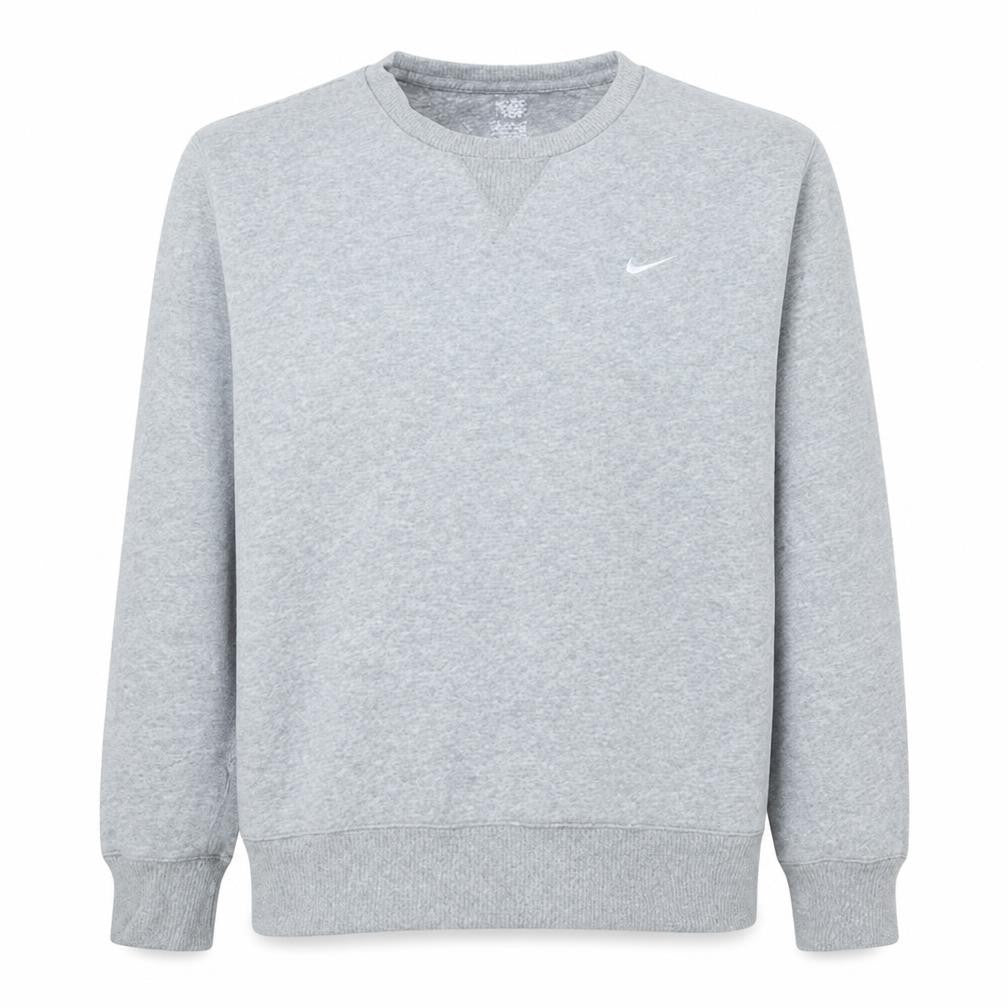 Front view of Nike Men's Grey Crew Neck Pullover Sweatshirt, size M
