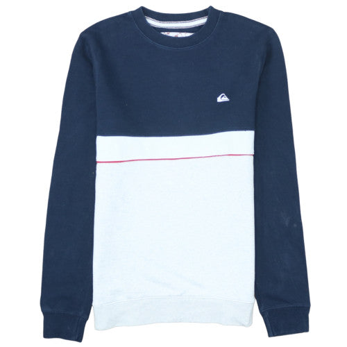Quiksilver Mens Blue White Colour Block Crew Sweatshirt Size S