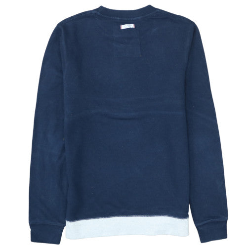 Quiksilver Mens Blue White Colour Block Crew Sweatshirt Size S