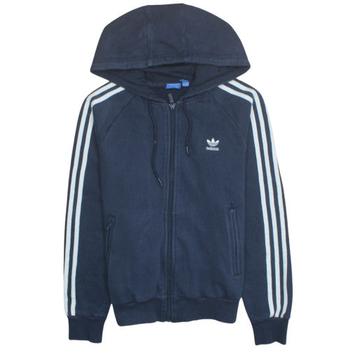 Adidas Women’s Navy Blue Full Zip Hoodie Size 12 Hooded Sweatshirt