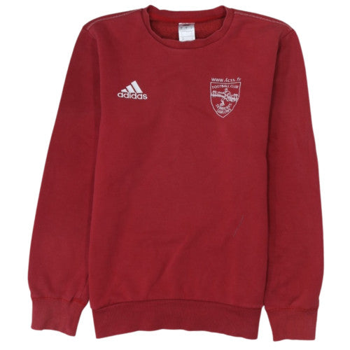 Adidas Men's Red Small Crew Neck Pullover Sweatshirt
