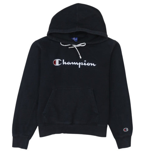 Champion Women's Black Small Pullover Hoodie 100% Cotton Logo Style