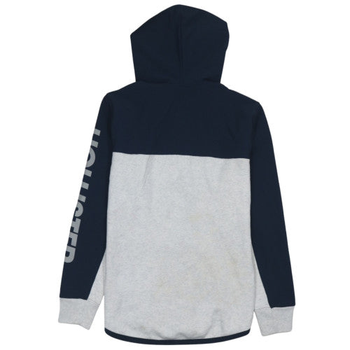 Hollister Men's Blue Grey Full Zip Hoodie L Logo Print