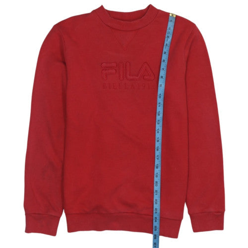 Fila Womens Red Crew Neck Pullover Sweatshirt Size 10 Cotton Blend