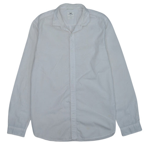 Lee Men's White Slim Fit Long Sleeve Cotton Button-Up Shirt Size M