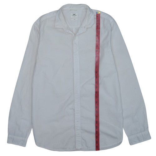 Lee Men's White Slim Fit Long Sleeve Cotton Button-Up Shirt Size M