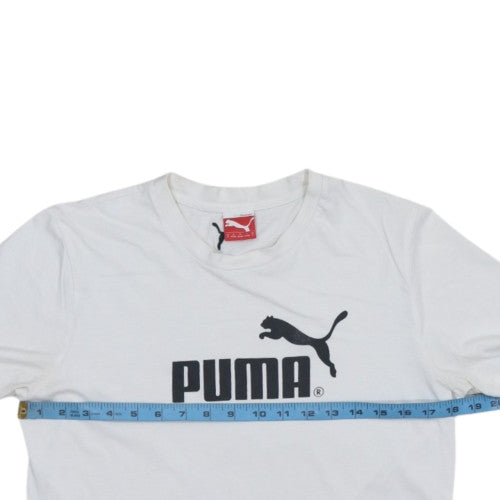 Puma Men's White Small Logo Graphic Sports T-Shirt