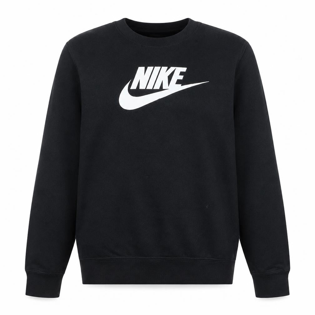 Front view of Nike Men's Black Small Crew Neck Pullover Sweatshirt