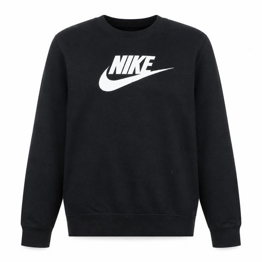 Front view of Nike Men's Black Small Crew Neck Pullover Sweatshirt