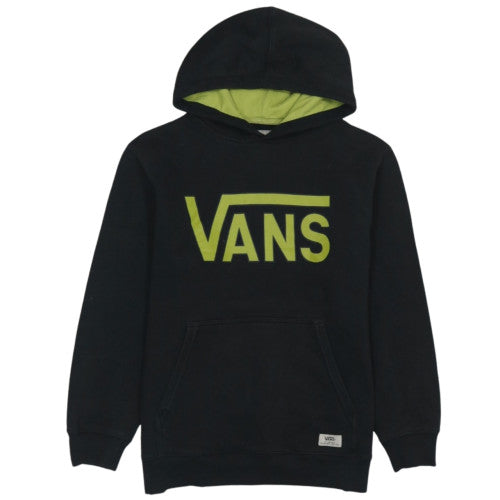 Vans Boys Black XL Pullover Hoodie with Logo Print and Kangaroo Pocket