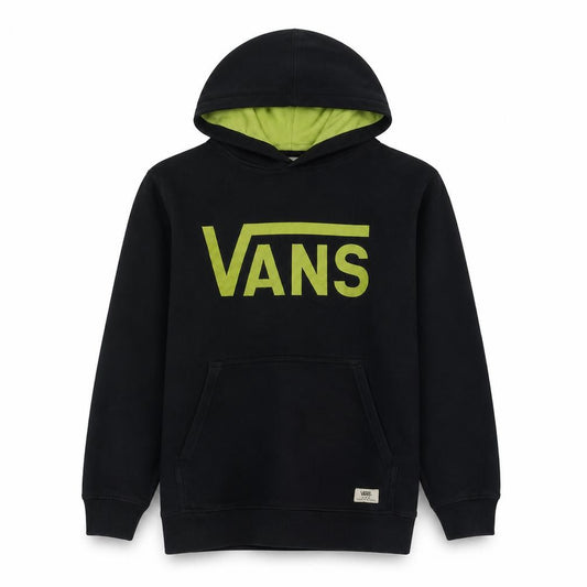 Vans Boys Black XL Pullover Hoodie with Logo Print and Kangaroo Pocket