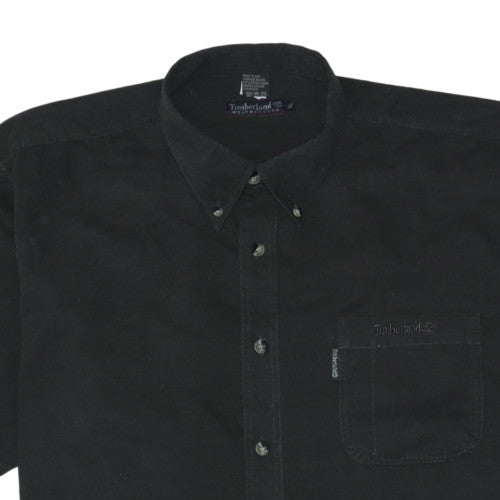 Timberland Men's Black Short Sleeve Button-Down Cotton Shirt Size L