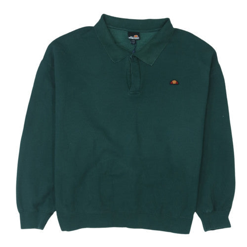 Ellesse Men’s Green Collared Henley Sweatshirt 2XL Regular Fit