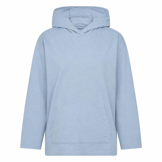 Front view of Adidas women’s blue pullover hoodie, size UK 16, cotton blend casual