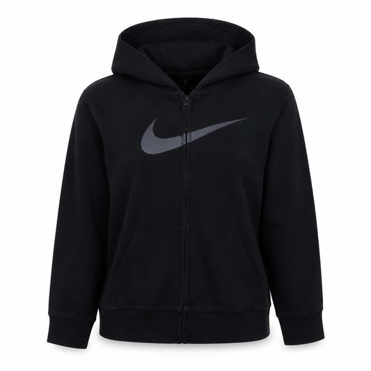 Front view of Nike Women's Black Full Zip Dri-FIT Hoodie, size L
