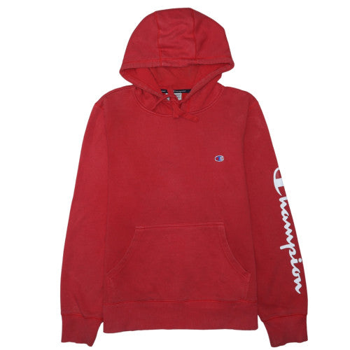 Champion Men's Red XL Pullover Hoodie with Logo Sleeve & Kangaroo Pocket