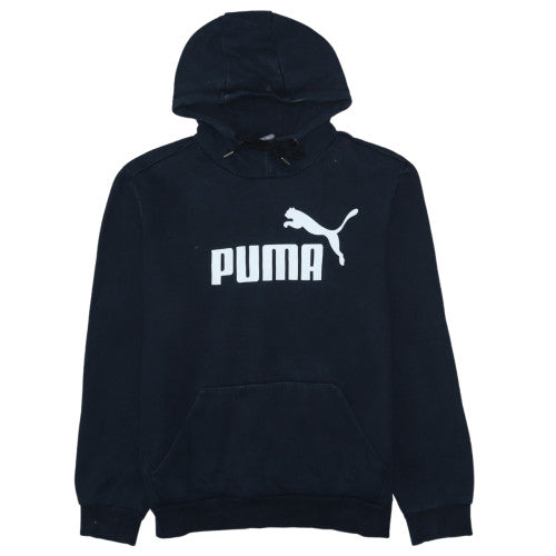 Puma Mens Black Pullover Hoodie M Sports Logo Fleece Sweatshirt