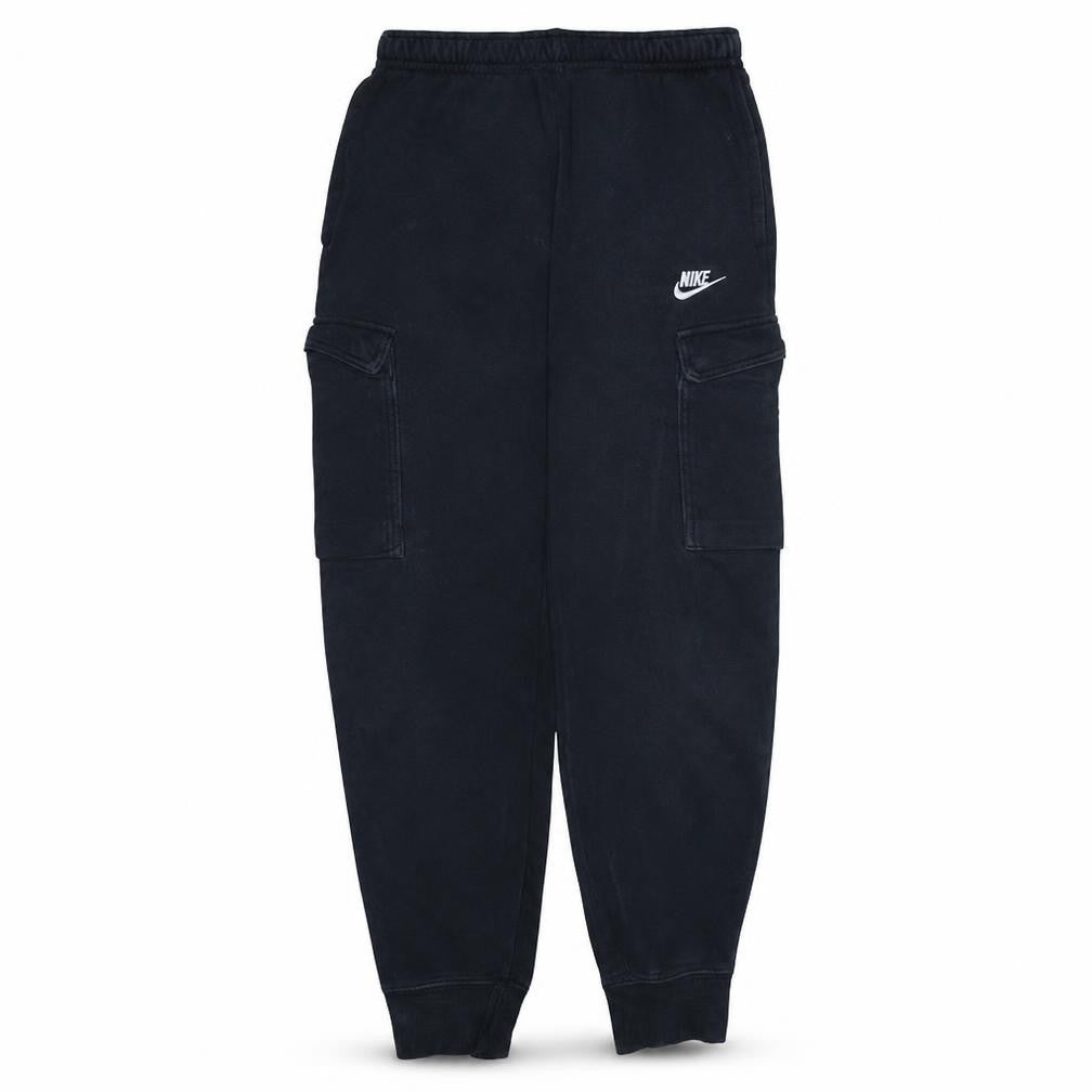 Front view of Nike Men's Black Cargo Fleece Jogger Trousers, size S