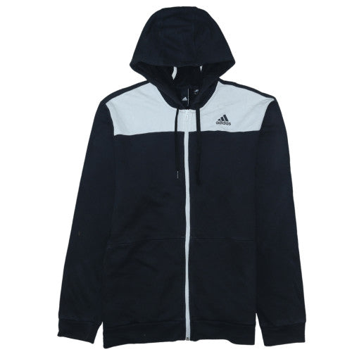 Adidas Mens Black & White Full Zip Hoodie Size L Hooded Sweatshirt