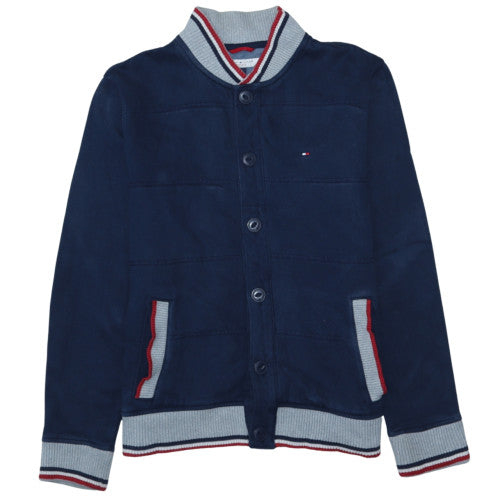 Tommy Hilfiger Men Blue Varsity Jacket Size L Cotton Blend