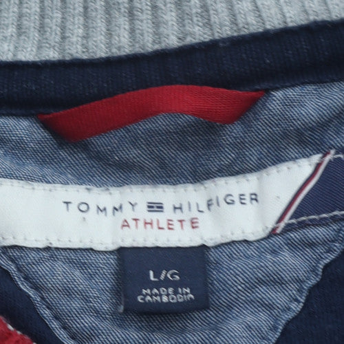 Tommy Hilfiger Men Blue Varsity Jacket Size L Cotton Blend