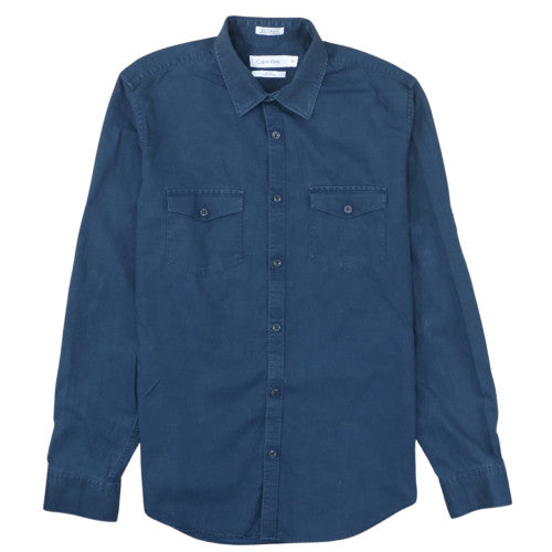 Calvin Klein Men's Blue Slim Fit Long Sleeve Button-Up Shirt Size S