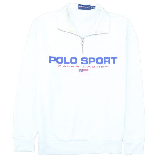 Ralph Lauren Polo Sport Men's White 1/4 Zip Sweatshirt L