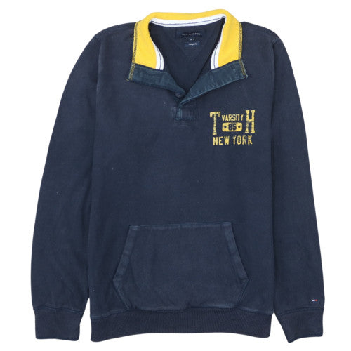 Tommy Hilfiger Men’s Blue Henley Sweatshirt M Vintage Fit