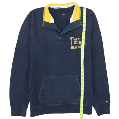 Tommy Hilfiger Men’s Blue Henley Sweatshirt M Vintage Fit