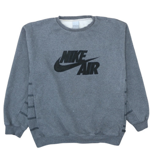 Nike Men's Grey Air Logo Crew Neck Fleece Sweatshirt Size L