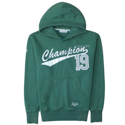 Champion Men's Green Pullover Hoodie M Fleece Graphic Sportswear