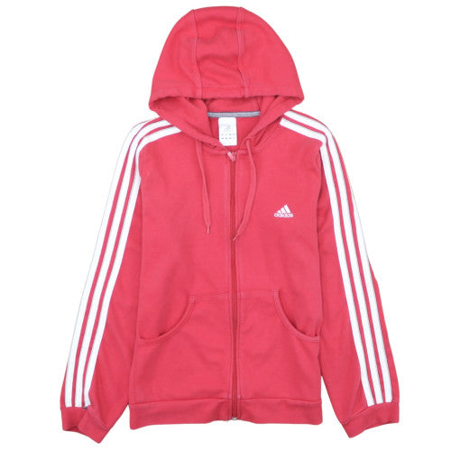 Adidas Womens Red Full Zip Hoodie Size 16 Hooded Sweatshirt