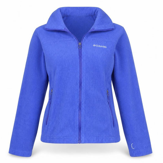 Front view of Columbia women’s blue xs fleece full zip jacket