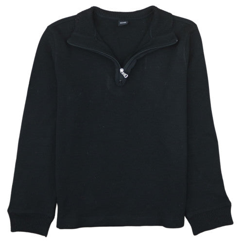 Hugo Boss Men's Black XL 1/4 Zip Cotton Knit Jumper