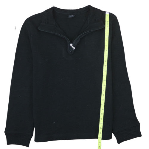 Hugo Boss Men's Black XL 1/4 Zip Cotton Knit Jumper