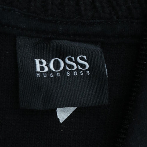 Hugo Boss Men's Black XL 1/4 Zip Cotton Knit Jumper