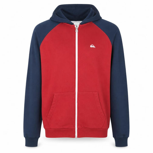 Front view of Quiksilver men’s red full zip fleece hoodie xl