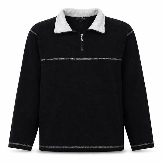Front view of Cutting Edge Men's Black Fleece 1/4 Zip Pullover Sweatshirt L