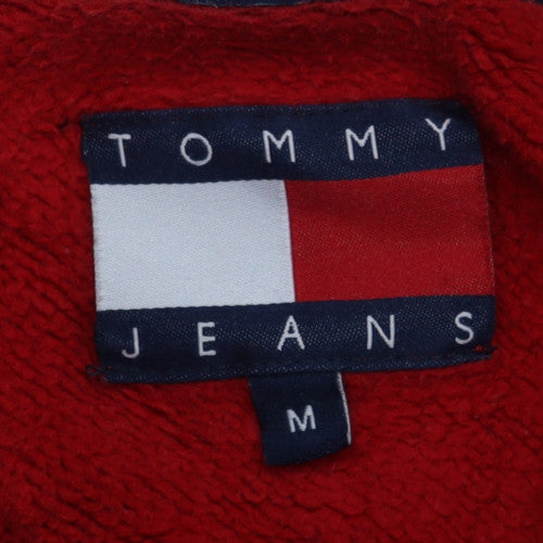 Tommy Jeans Men’s Red Pullover Hoodie M Logo Graphic Fleece