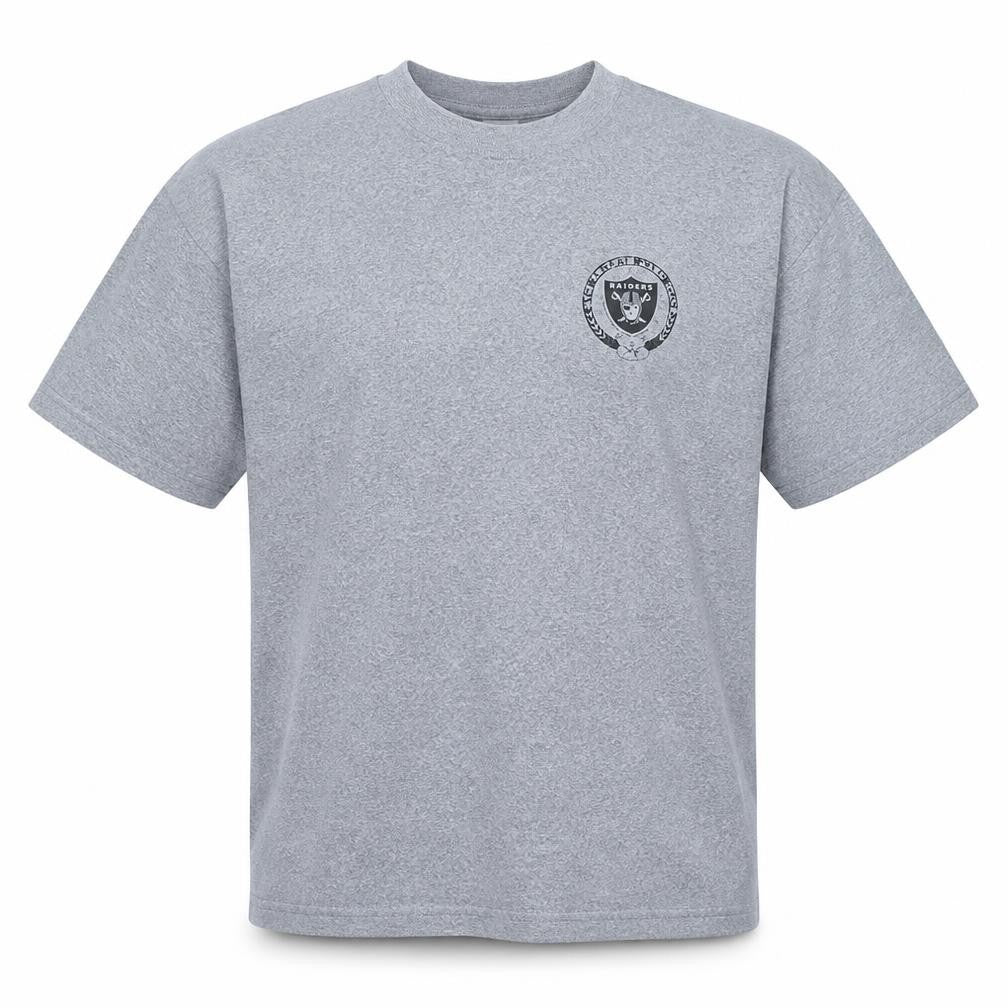 Front view of NFL Raiders Grey Men's X-Large Crew Neck Graphic T-Shirt