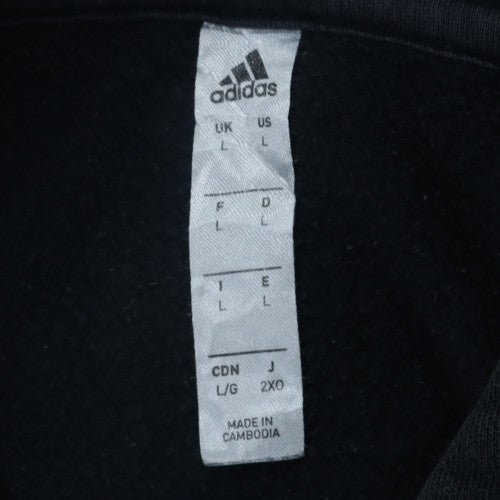 adidas Men Black Pullover Hoodie Fleece Regular Fit Size L