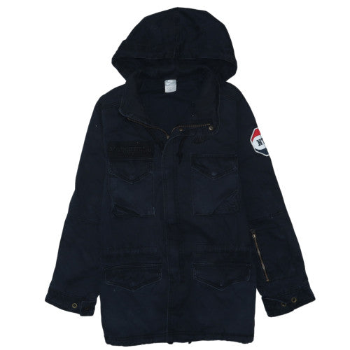 Nike Mens Navy Hooded Parka Jacket Size S Cotton Sportswear