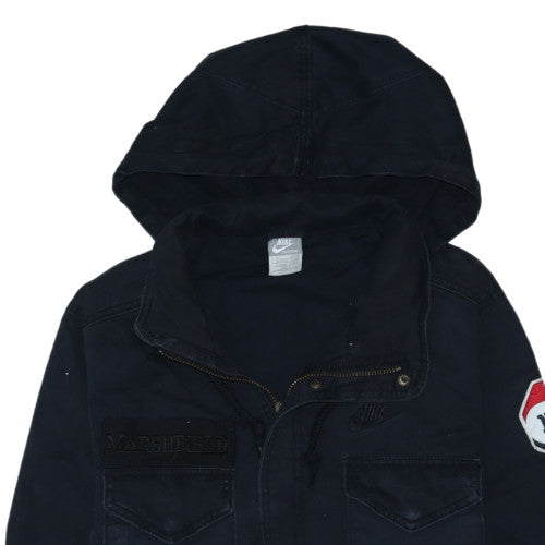 Nike Mens Navy Hooded Parka Jacket Size S Cotton Sportswear