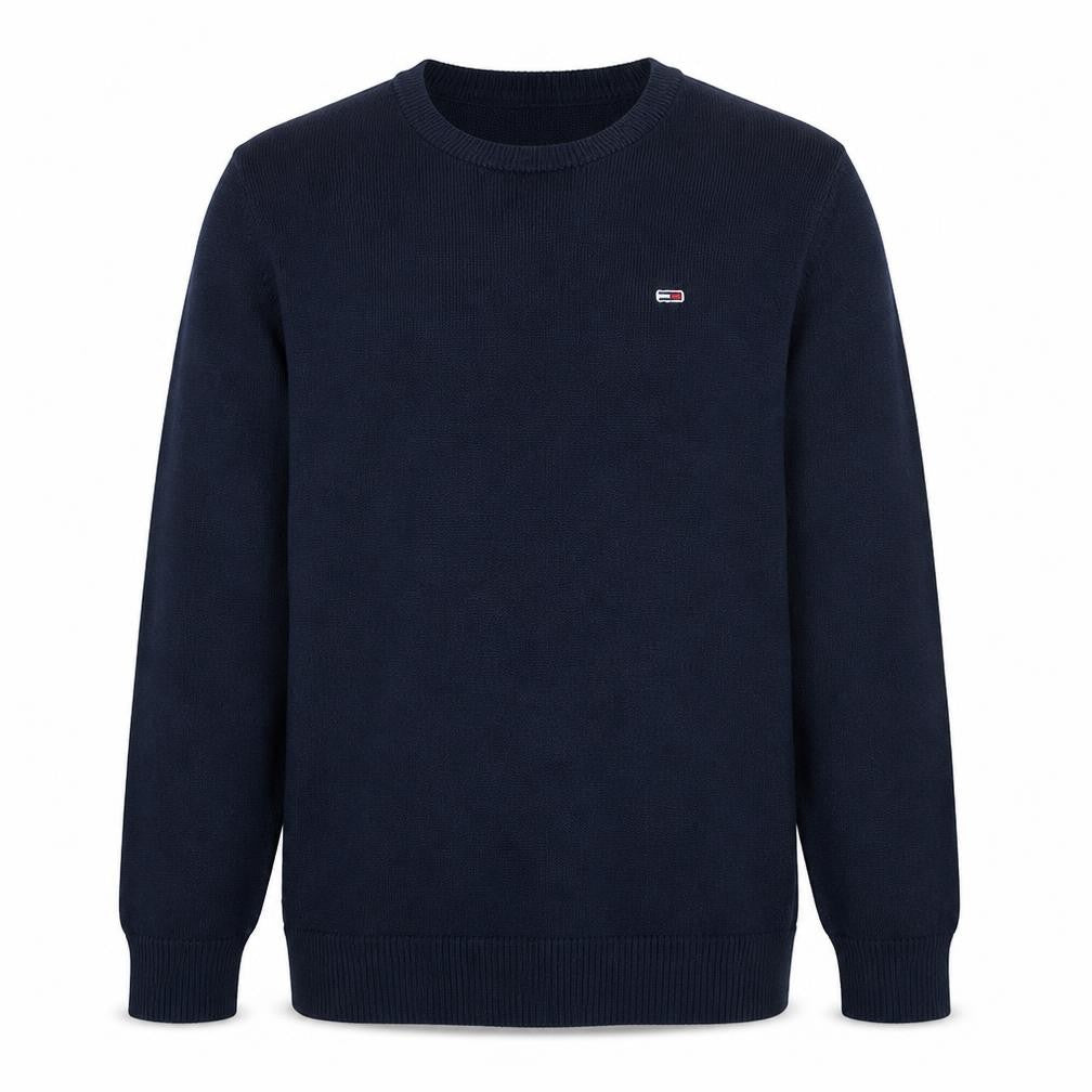 Front view of Tommy Jeans Men's Blue 2XL Cotton Crew Neck jumper