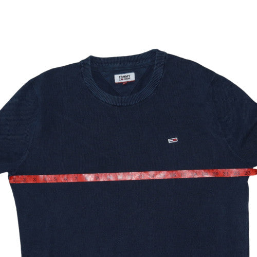 Tommy Jeans Men's Blue 2XL Cotton Crew Neck Pullover Jumper