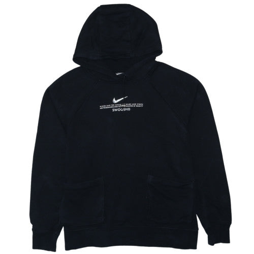 Nike Women Black L Pullover Hoodie Cotton Blend Graphic Swoosh
