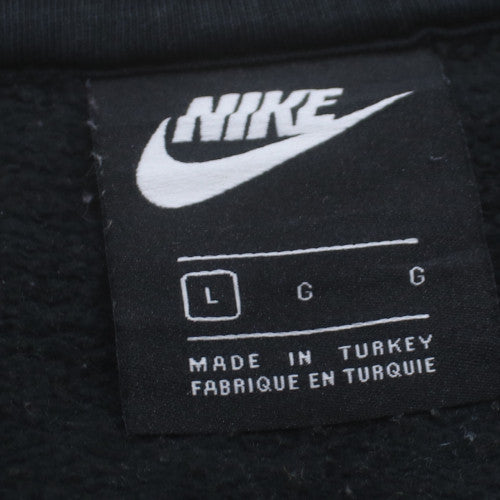 Nike Women Black L Pullover Hoodie Cotton Blend Graphic Swoosh