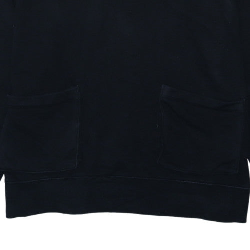 Nike Women Black L Pullover Hoodie Cotton Blend Graphic Swoosh
