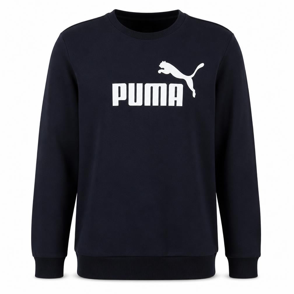 Front view of Puma Men's Black Large Pullover Crew Neck Graphic Sweatshirt
